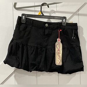 Black Mini Skirt with Ruffle Detail